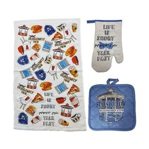 Gilmore Girls Stars Hollow Kitchen Linens Set - White and Blue